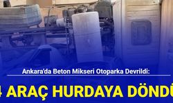Ankara'da beton mikseri otoparka devrildi: 4 araç hurdaya döndü