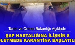 Bakanlık açıkladı: Şap hastalığına ilişkin 8 işletmede karantina başlatıldı