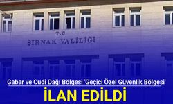 Gabar ve Cudi dağı bölgesi 'geçici özel güvenlik bölgesi' ilan edildi