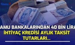 Kamu Bankalarından 40 Bin Lira İhtiyaç Kredisi Aylık Taksit Tutarları...