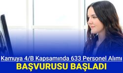 Kamuya 4/B kapsamında 633 personel alımı yapılıyor