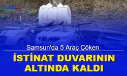 Samsun'da 5 araç çöken istinat duvarının altında kaldı