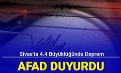 Sivas'ta 4.4 büyüklüğünde deprem meydana geldi