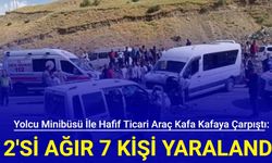 Yüksekova'da yolcu minibüsü ile hafif ticari araç kafa kafaya çarpıştı: 7 kişi yaralandı