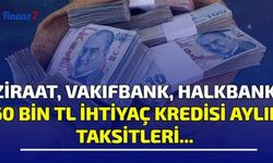 Ziraat Bankası, Vakıfbank, Halkbank 60 Bin TL İhtiyaç Kredisi Aylık Taksitleri Ne Kadar?
